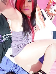 Fascinating ladyboy mistresses get seminaked